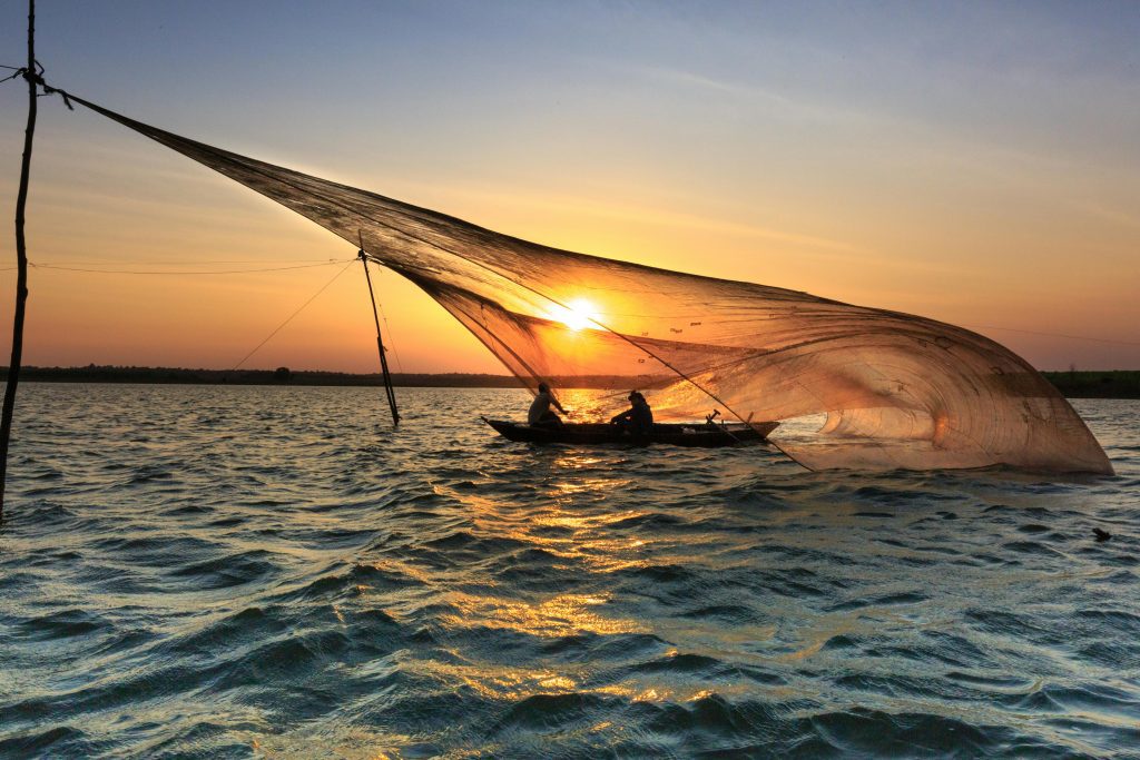 Fishermen at sea