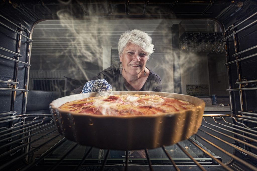 Food in an oven